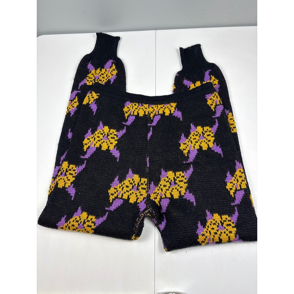Vintage Triangle Knit Sweater Pants Set Womens‎ M Black Purple Yellow - Picture 14 of 14